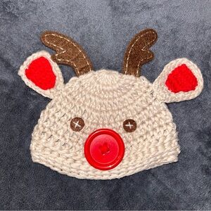 Newborn Baby Rudolph Knit Beanie
